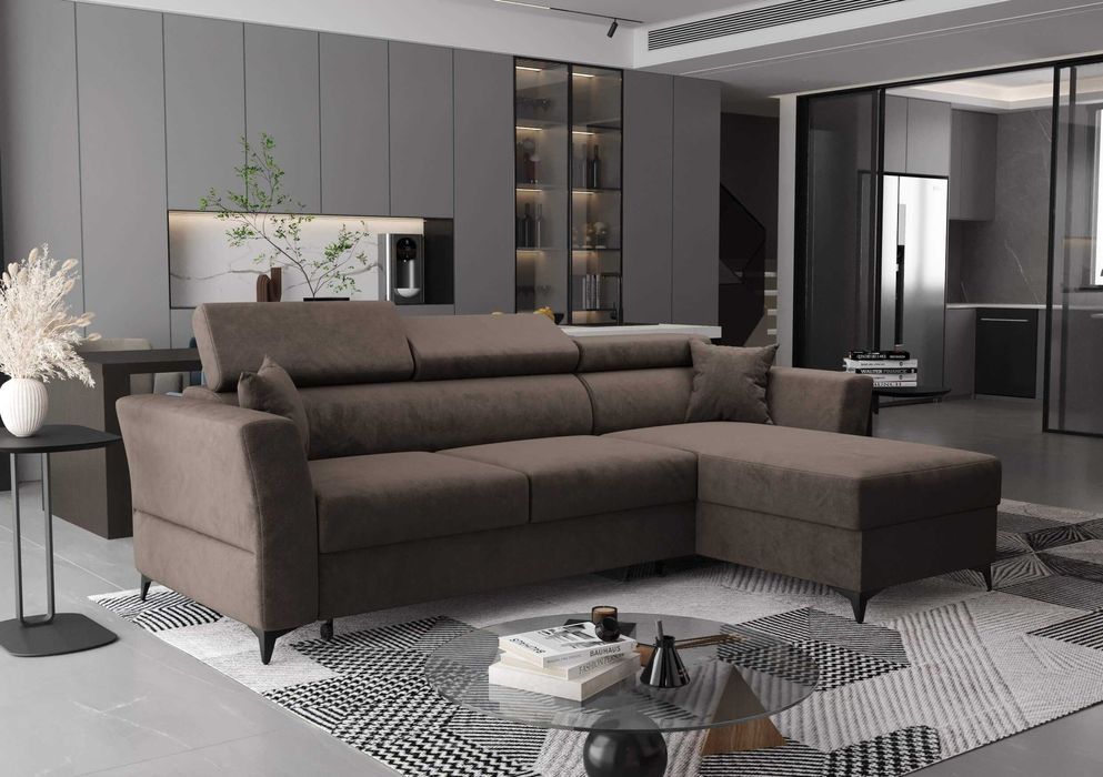 Narożnik L Rozkładany Funkcja Spania Avanti II Zagłówki VeroLux