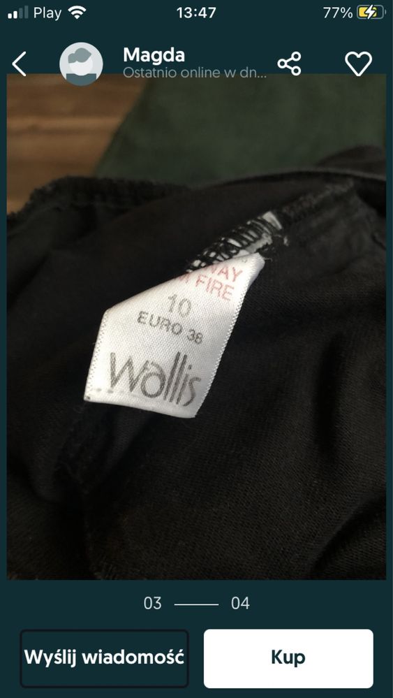 Czarne szerokie spodnie Wallis 36/S, tanio