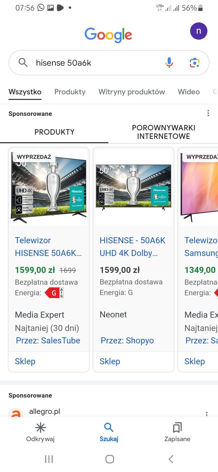 Telewizor hisense 50 a6k