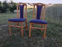 Drewniane krzesło  (2 szt.) Odnowiona tapicerka.