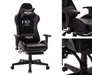 Fotel Gracza Infini series No.16 BLACK, krzesło gamingowe z podnóżkiem
