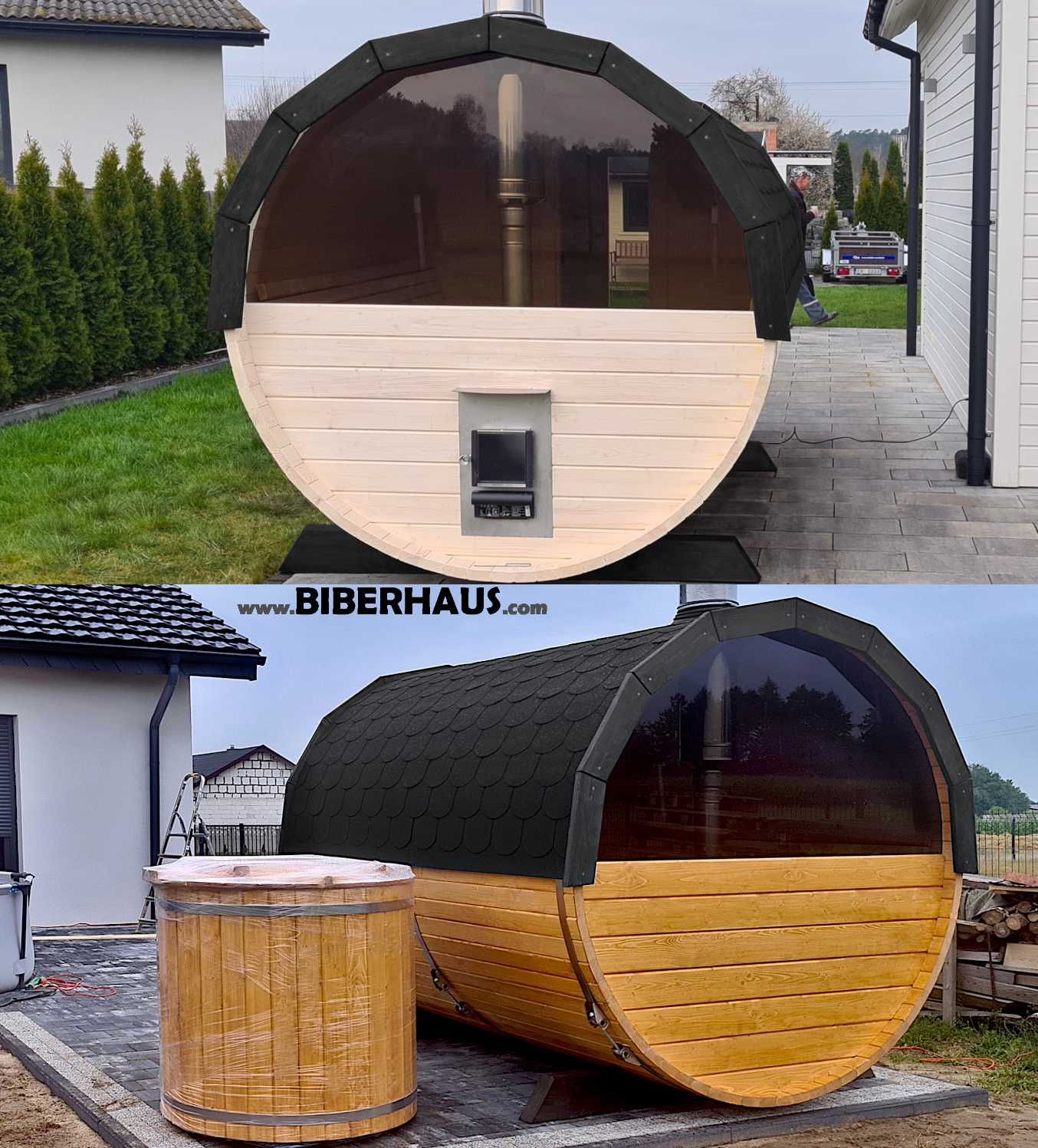 SAUNA Ogrodowa 200 cm + OKNO 50% + GRATIS Beczka 500L + Akcesoria