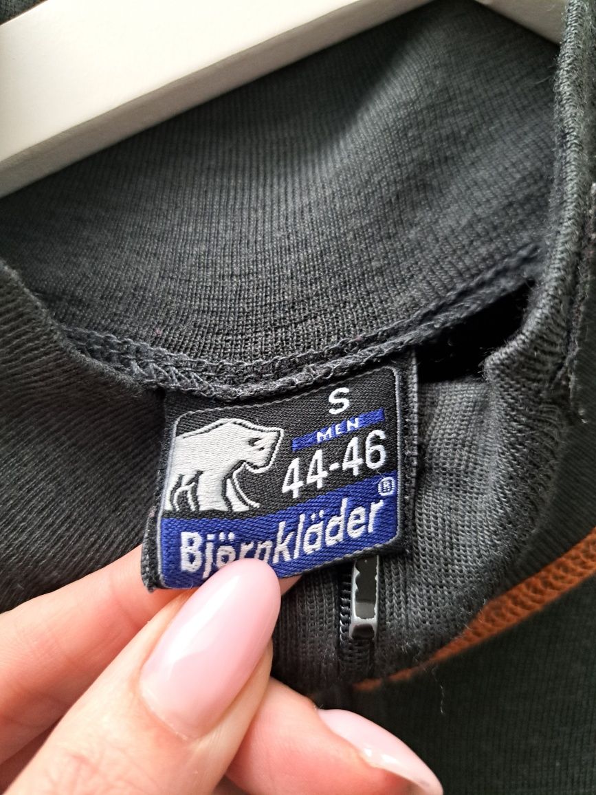 Björnkläder wełniana bluzka bluza zip 50% merino S M L