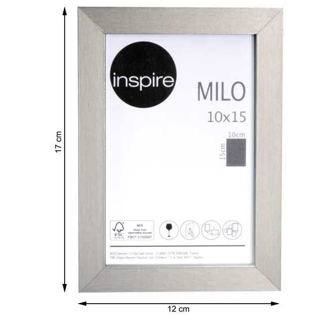 Ramka na zdjęcia Milo 10 x 15 cm srebrna MDF Inspire
