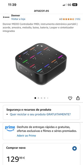 DONNER MEDO sintetizador, sampler e groovebox