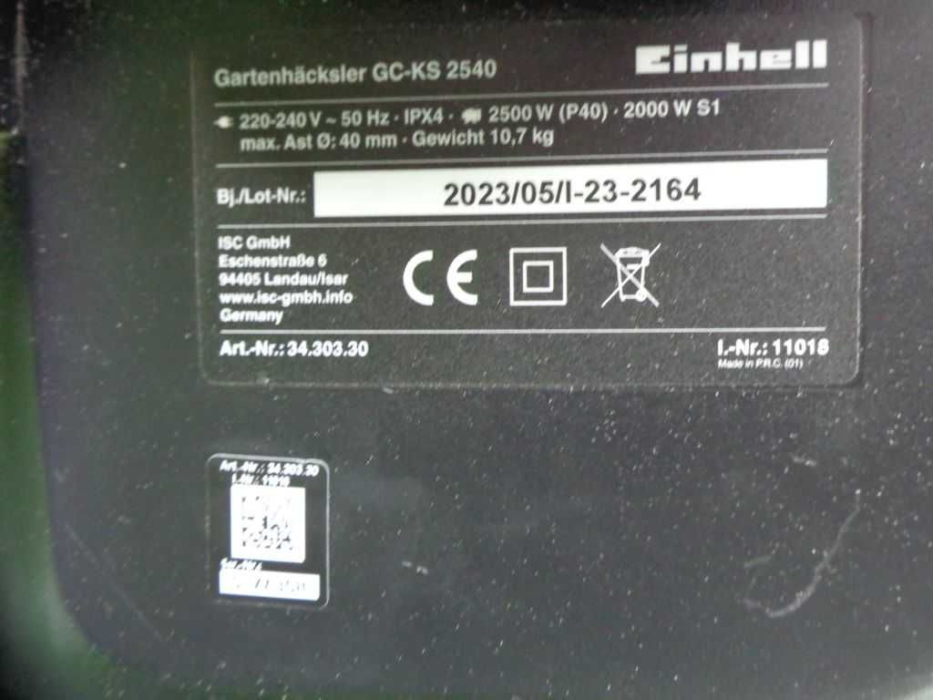 rozdrabniarka do gałęzi Einhell GC-KS 2540 uszkodzona