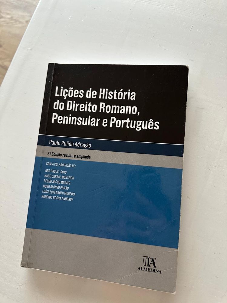Livro Lições de Historia do Direito Romano, Peninsular e Português