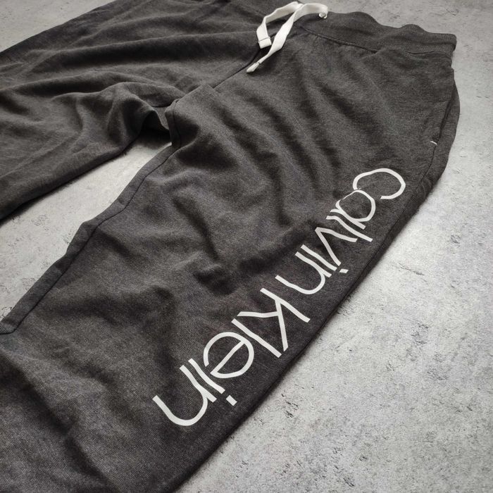 MĘSKIE Spodnie Dresy Dresowe Szare Duże Logo PREMIUM Calvin Klein CK