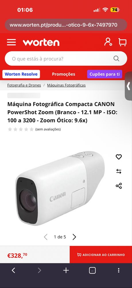 Canon PowerShoot Zoom optico de 30x, vai aos 800mm de distància