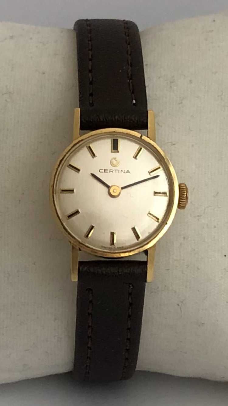 Certina, złoto 14K, piękny zegarek damski, klejnot na nadgarstku SUPER