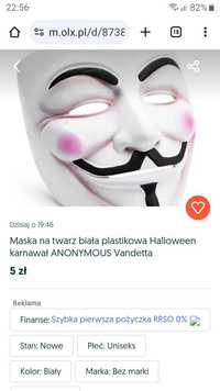Maska anonymous biała
