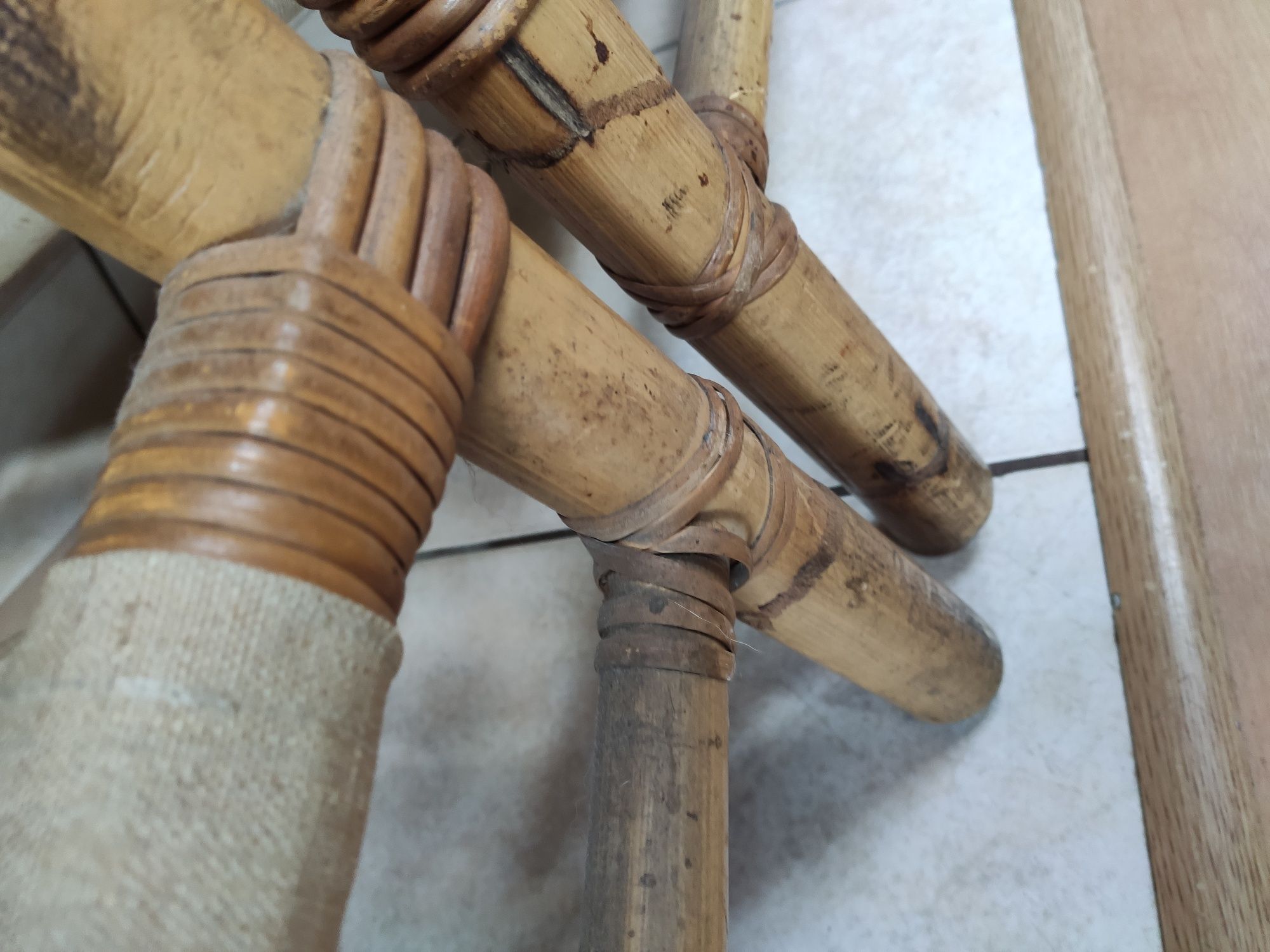 Dwa bambusowe fotele leżaki retro bambus rattan | Okolice Portu Łódź