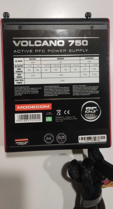 Zasilacz MODECOM Volcano 750W 80+ Bronze – Modularny, Sprawny