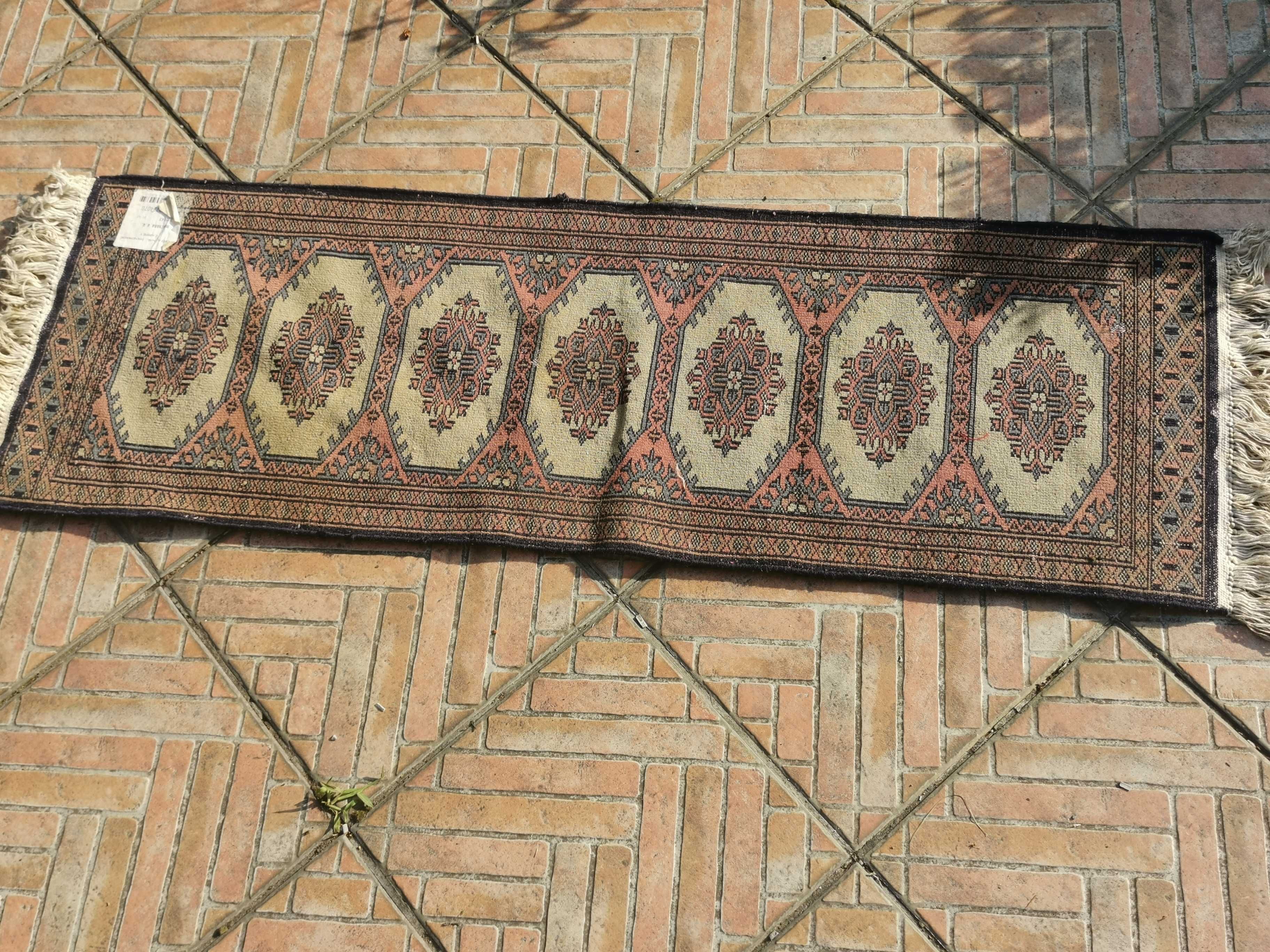 Dywan wełniany ręcznie tkany Buchara 128cmx43cm vintage