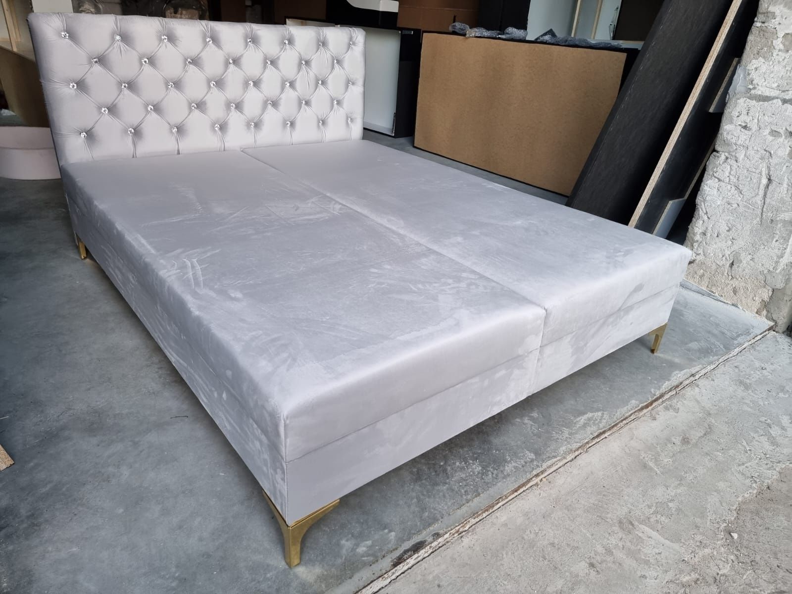 Łóżko kontynentalne Glamour loft materac i pojemniki 160x200