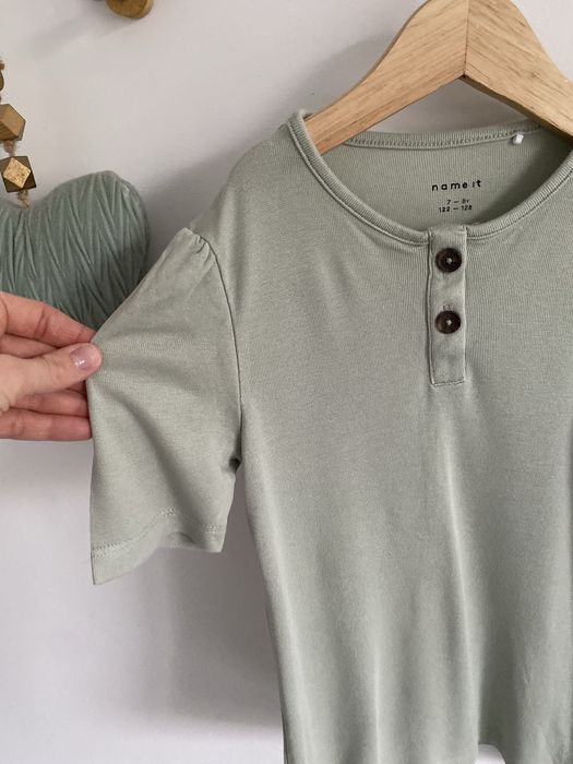 Bluzka name it 122/128 pistacjowa bufki guziki