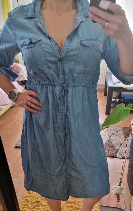 Jeansowa luźna sukienka Mama H&M M