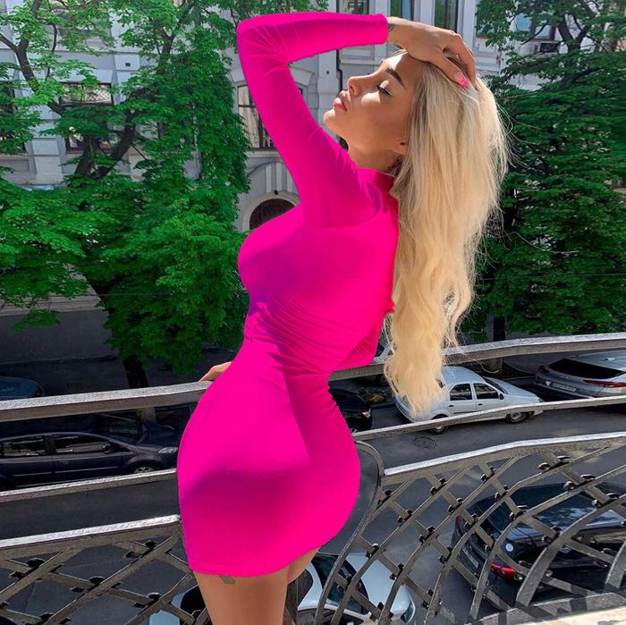 NOWA Sukienka Różowa Ołówkowa poł GOLF długi Rękaw XS/S, S/M, M/L