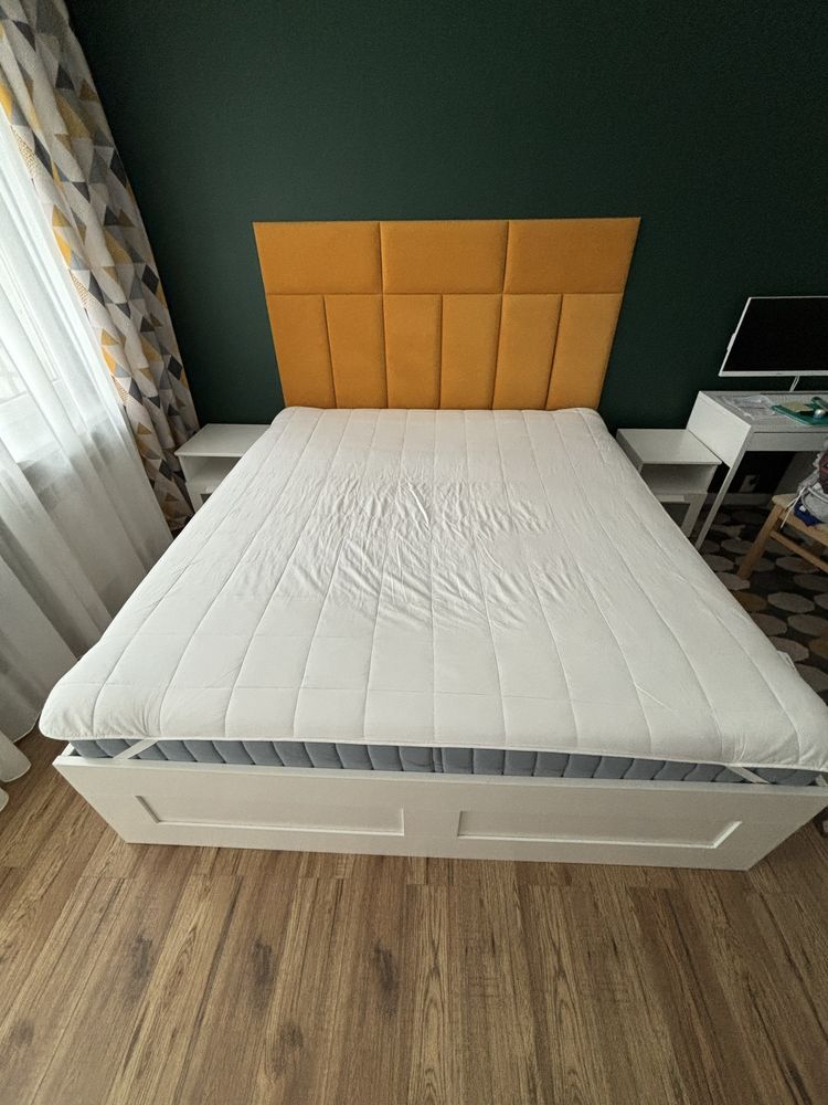 Lozko ikea brimnes 180cm + materac + 2 szafki nocne