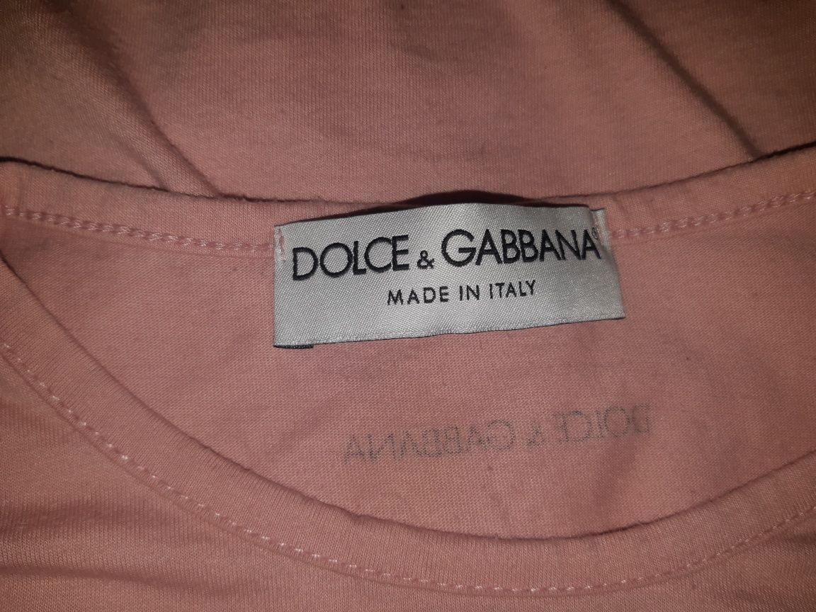 Pudrowo różowa bluzka na krótki rękaw S 36 Dolce&Gabbana