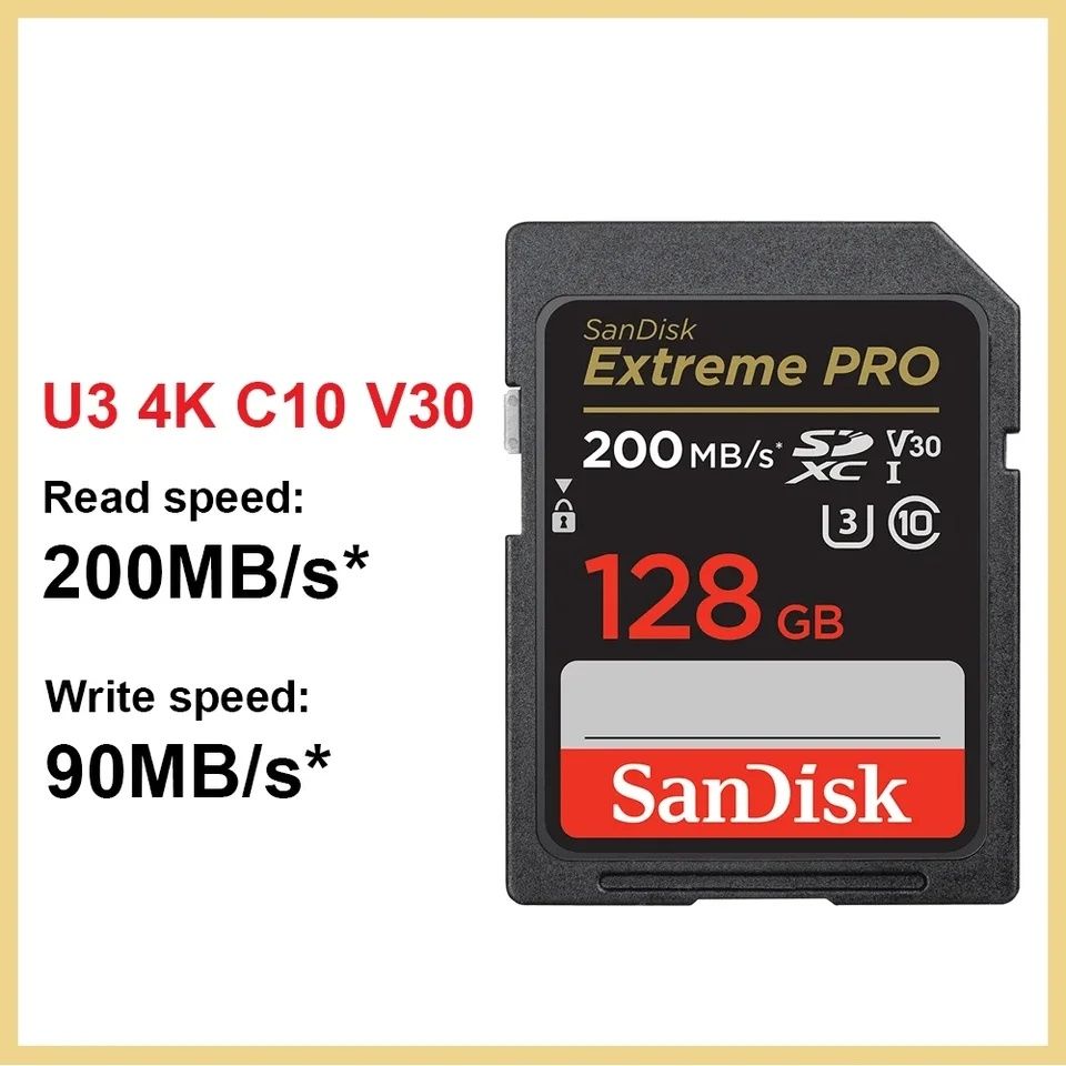 Карта памяти SD SanDisk Extreme Pro 128GB C10 UHS-I  V30 U3