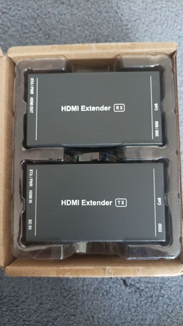 Подовжувач HDMI через виту пару 2 CAT-5e/CAT-6e до 60m (2 шт.), Atcom,