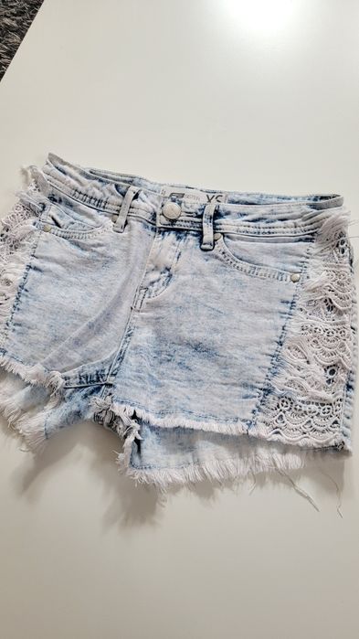 Shorty jeansowe z koronką XS