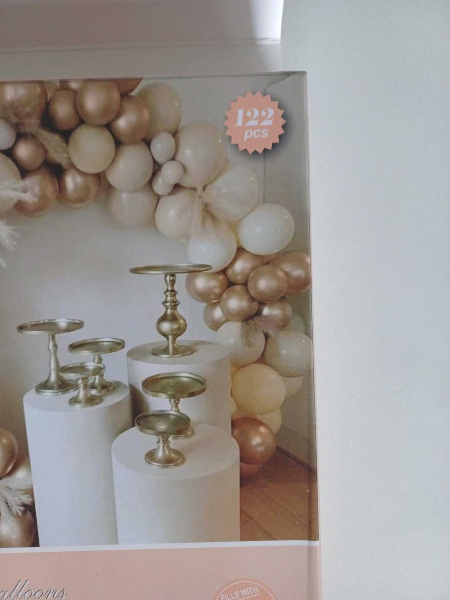 zestaw balonów girlanda biała beżowa złota latte 122 elementy + pompka
