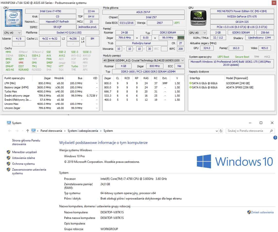 Komputer stacjonarny zadbany w doskonałym stanie, Intel i7-4790