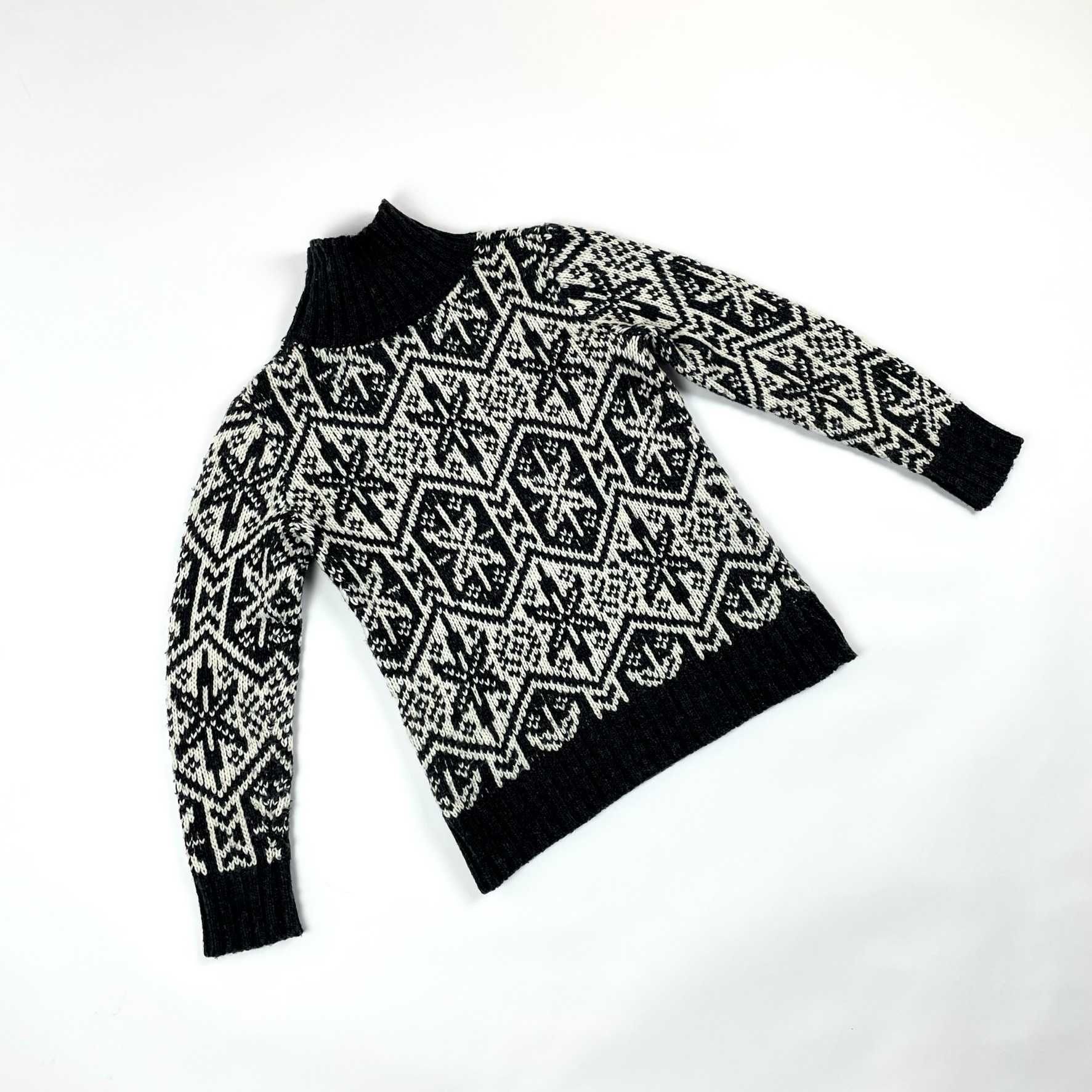 H&M norway sweter turtleneck sweter z golfem ziomowy wzór wełniany