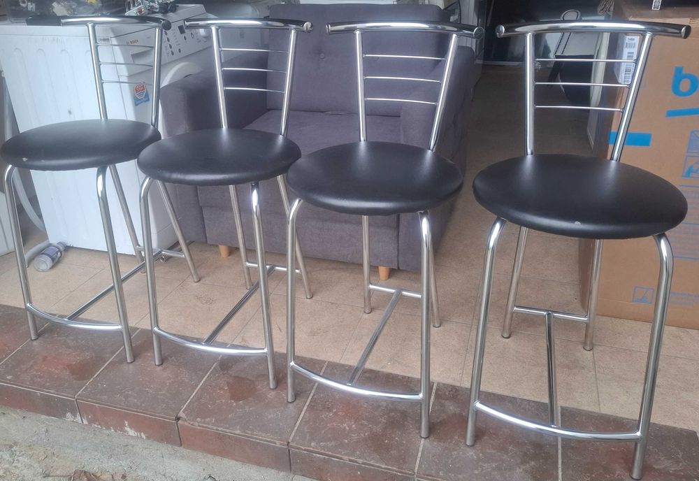 hokery barowe komplet 4szt nogi chrom cena za całosc