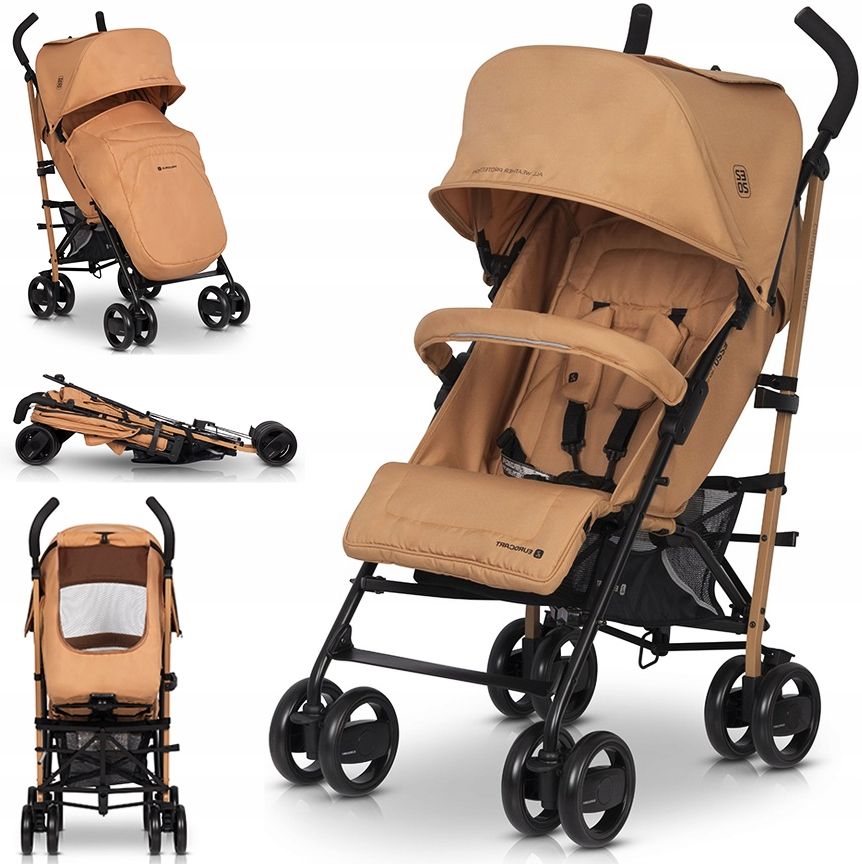 Nowy Lekki Wózek Spacerowy Euro-Cart EZZO Parasolka Spacerówka Camel