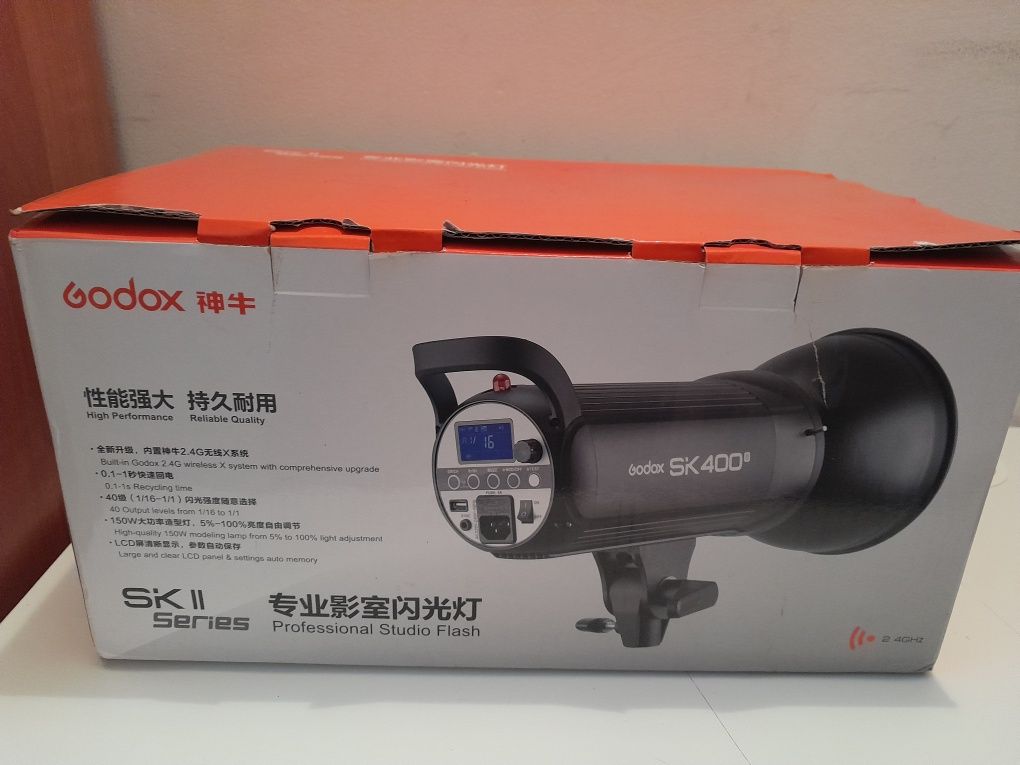 Godox sk400 II studyjna lampa błyskowa 2.4g  wyświetlacz lcd