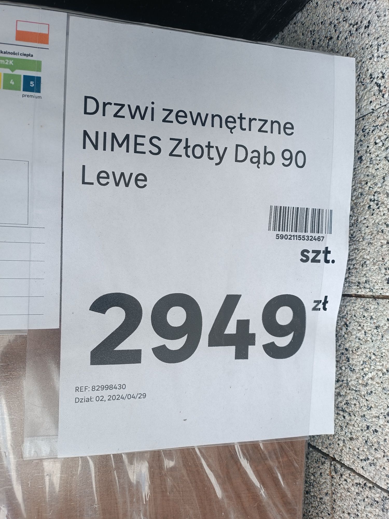 Drzwi NIMES 90 lewę złoty dąb