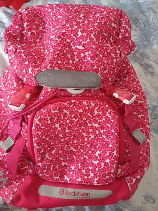 Plecak dziewczęcy szkolny 22l Beckmann różowy Worek kapcie lunchbox