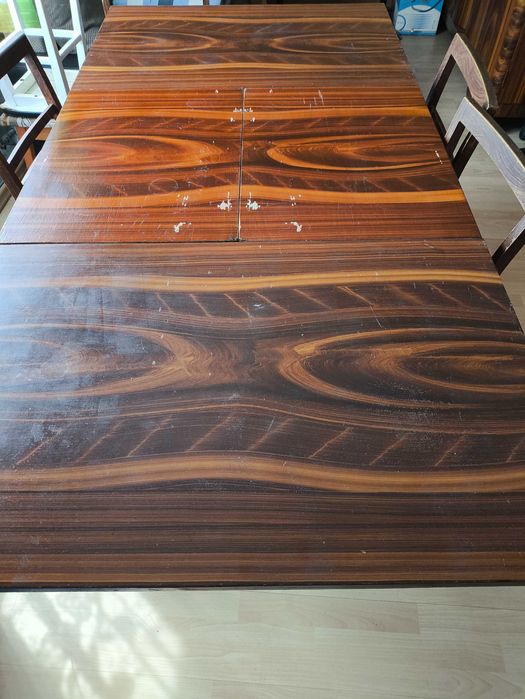 Szafa kredens z nadstawką stół z krzesłami PRL