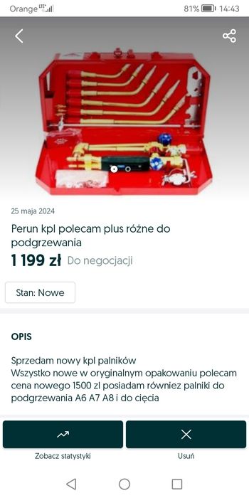 Komplet palników do podgrzewania
