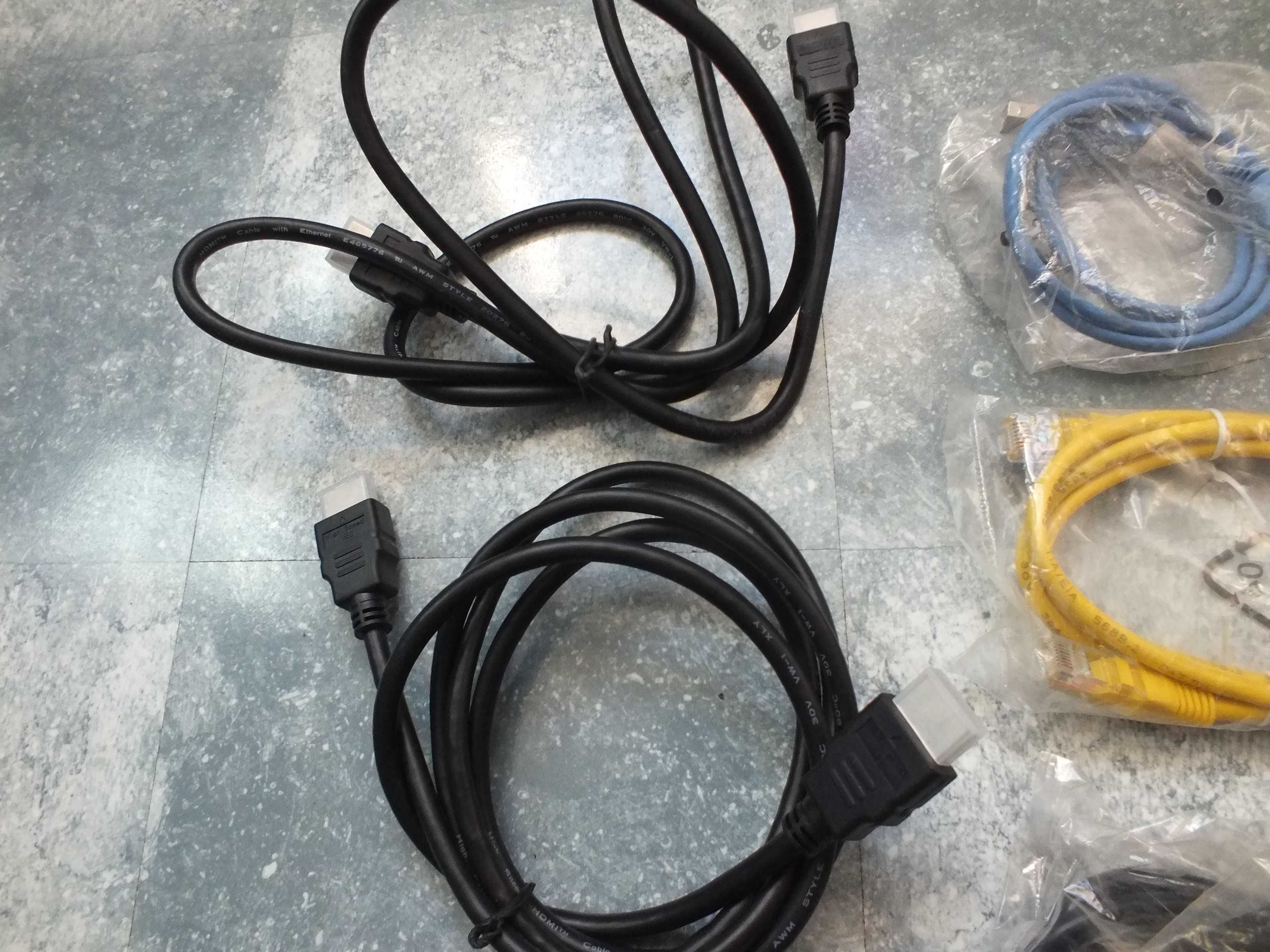 zestaw 9szt. kabel 3x kabel HDMI, antenowy, USB typ C, RJ45 kable NOWE