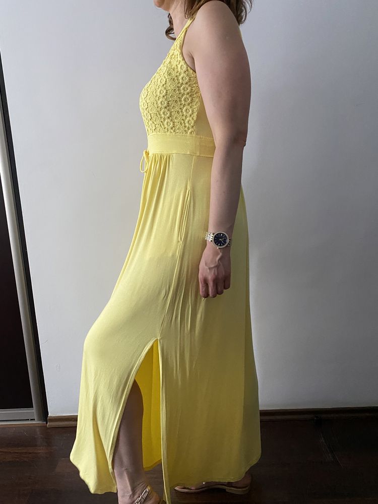 Calvin Klein dluga żółta letnia sukienka