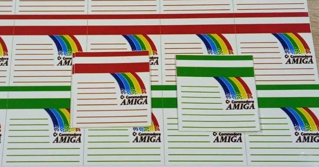 Naklejki na dyskietki Amiga 100szt -kolorowa tęcza Amigi WYSYŁKA 1zł