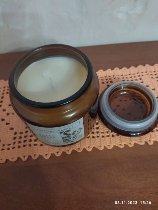 Свечка, аромосвечка зелёные травы