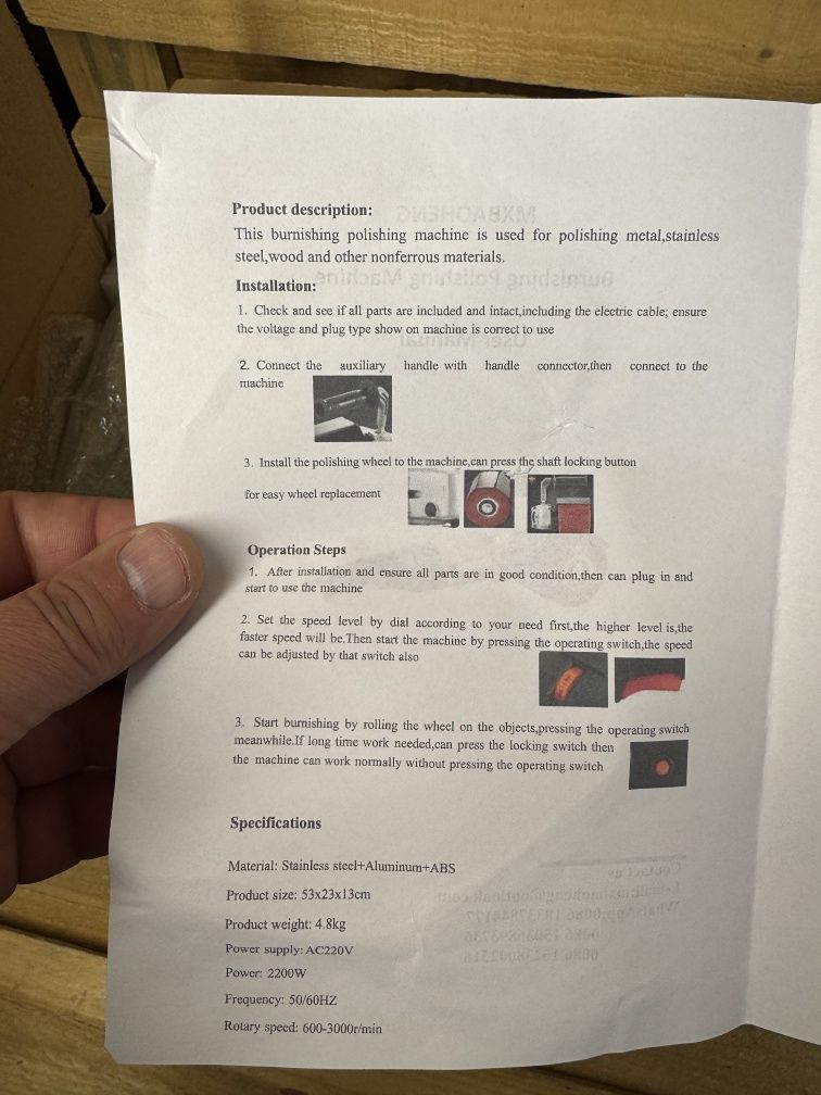 Ręczna poletka szlifierka do metalu 2200W