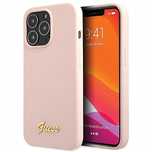 Etui Guess Silicone Script Gold Logo na iPhone 13 Pro Max - jasnoróżow