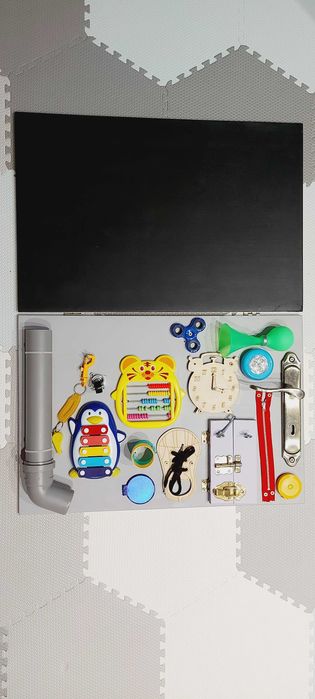 Duża Dwustronna Tablica Sensoryczna Edukacyjna -imię gratis