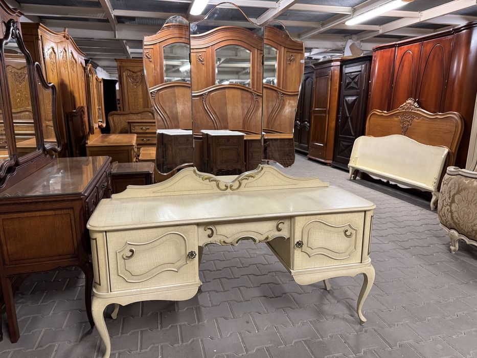 Sypialnia ludwikowska szafa łóżko toaletka meble do sypialni ecru