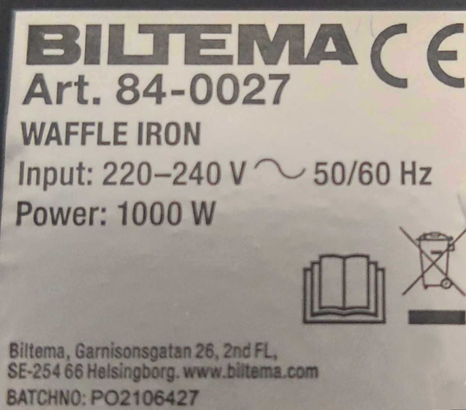 Вафельница Biltema из Швеции