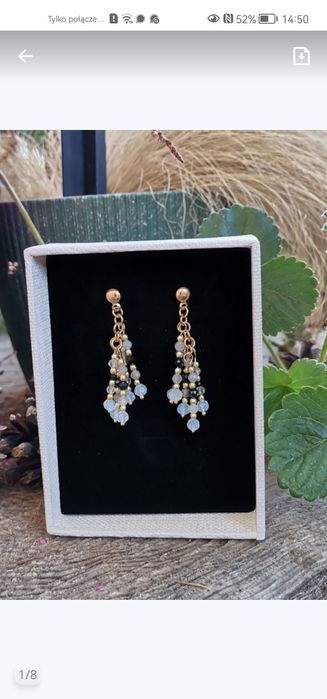 Srebne kolczyki wkręty sztyft srebro 925 onyks turmalin labradoryt