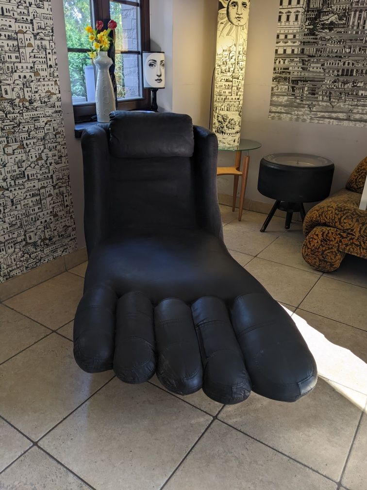 Szezlong Fotel relaksujący stopa czarny fotelik wypoczynkowy
