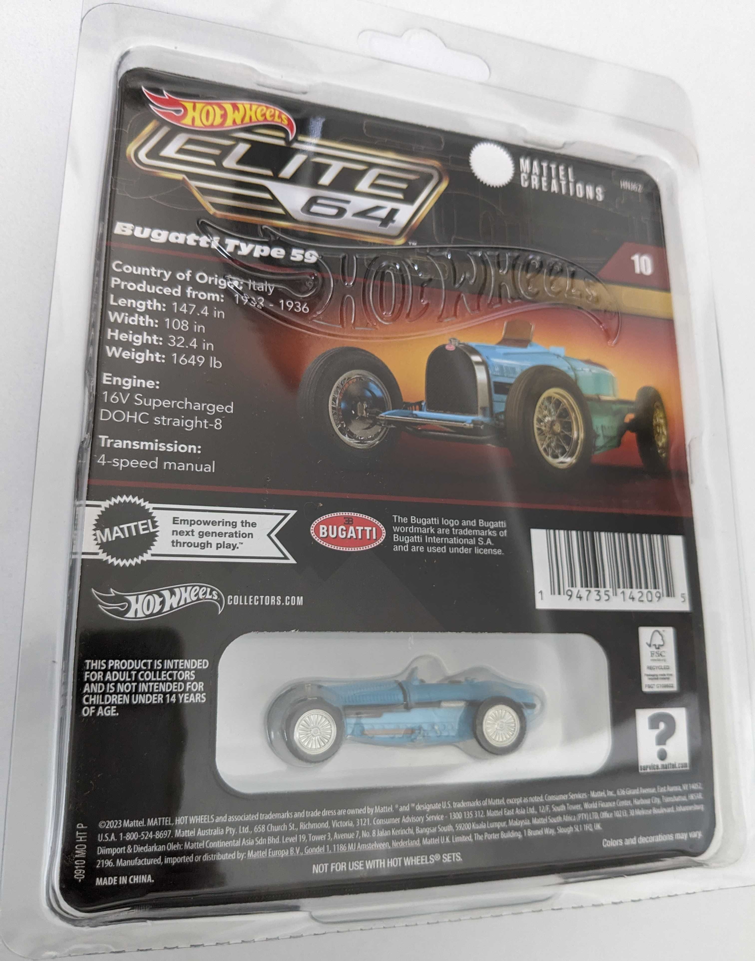 Bugatti Type 59 ELITE 64 Hot Wheels