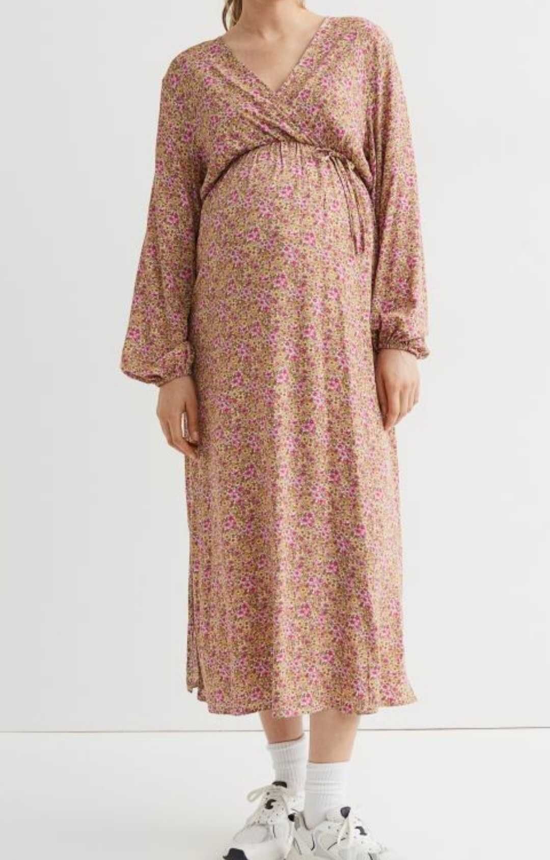 MAMA Kopertowa sukienka z wiązaniem h&m ciążowa r.M